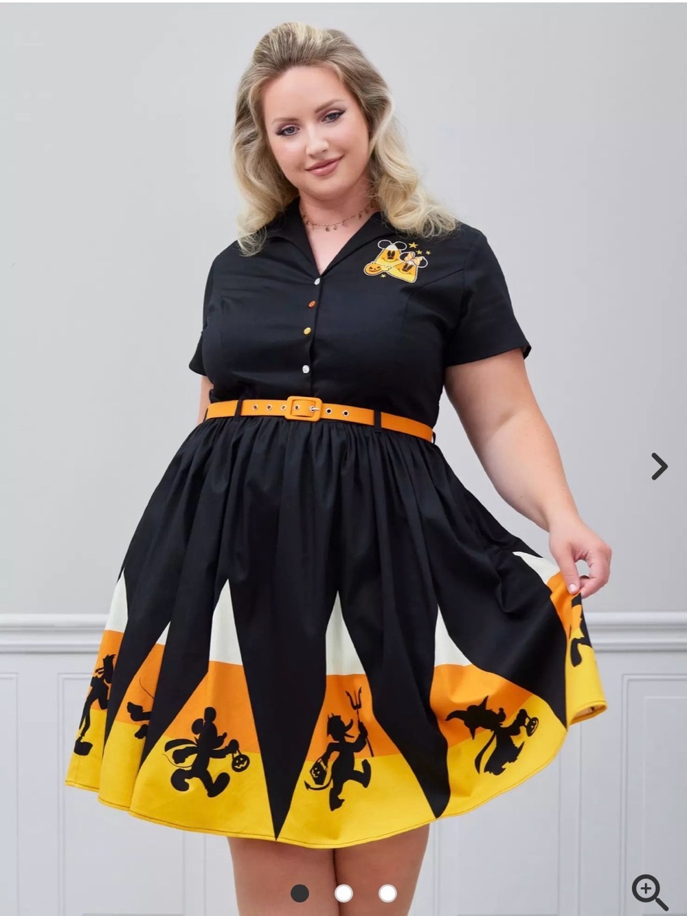 Disney Black Dress with Orange and Yellow Halloween Paneling